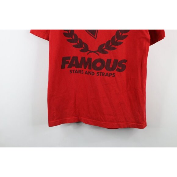 Vintage 90s Y2K Famous Stars and Straps Mens Large Faded Spell Out T-Shirt Red - Picture 3 of 11